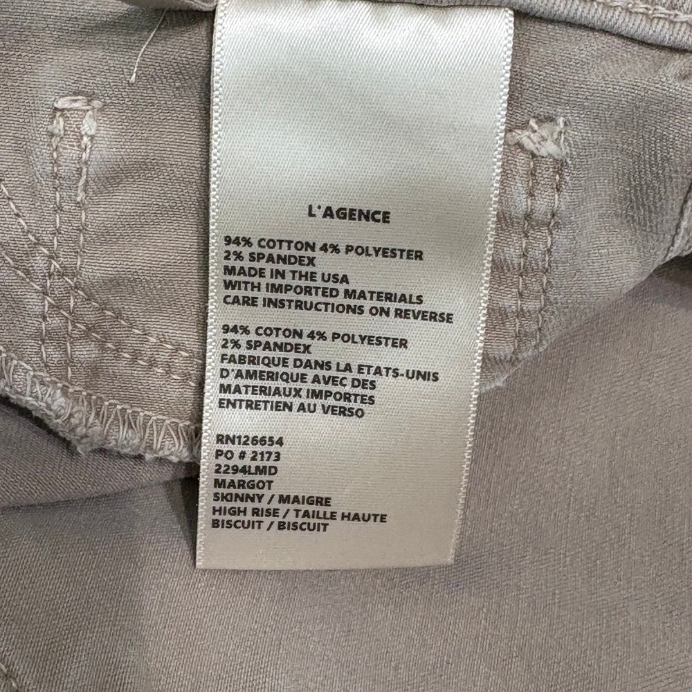 L'Agence Margot Jeans Womens 29 Biscuit Beige Skinny High Rise Pockets Stretch‎ - Picture 7 of 11